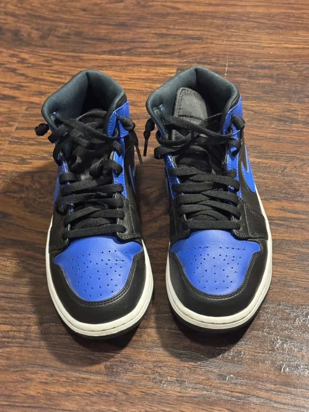 Nike Black and Royal Blue Mid-Top Sneakers